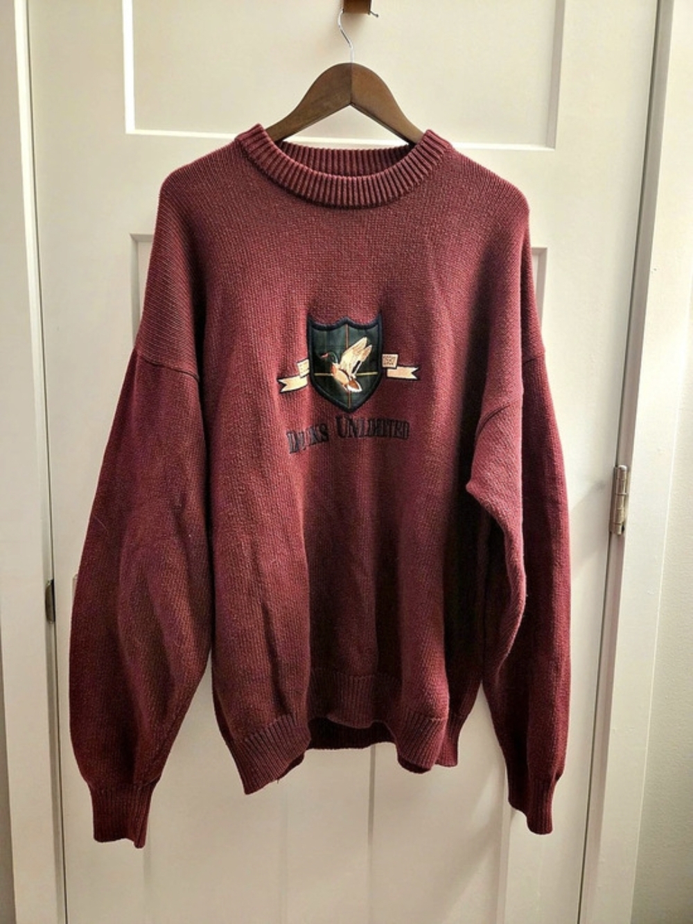 Ducks Unlimited Embroidered Duck Sweater Size Medium Cotton